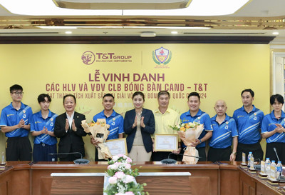 CLB BÓNG BÀN CAND - T&T NHẬN THƯỞNG KỶ LỤC SAU THÀNH TÍCH XUẤT SẮC Ở CÁC GIẢI QUỐC GIA